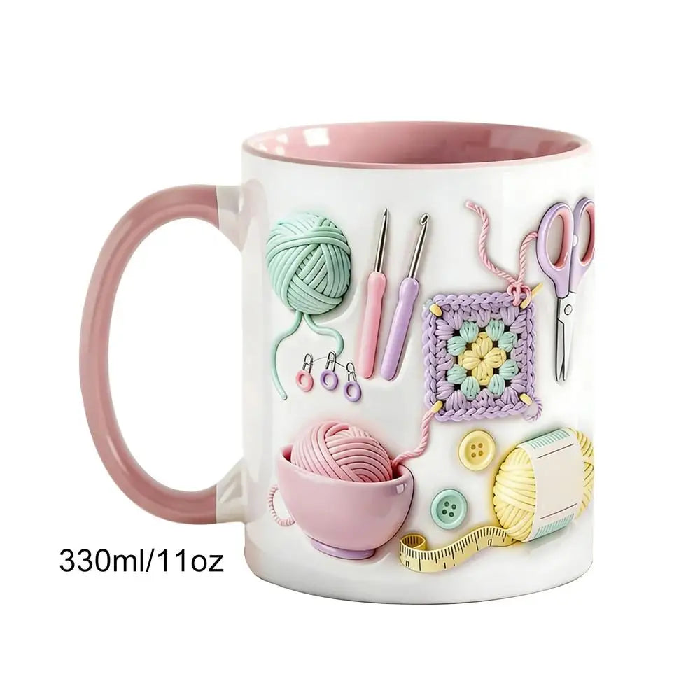 Funny Coffee Mug Crochet Ceramic Drinkware Novelty Drinking Zpaxo White 330ml