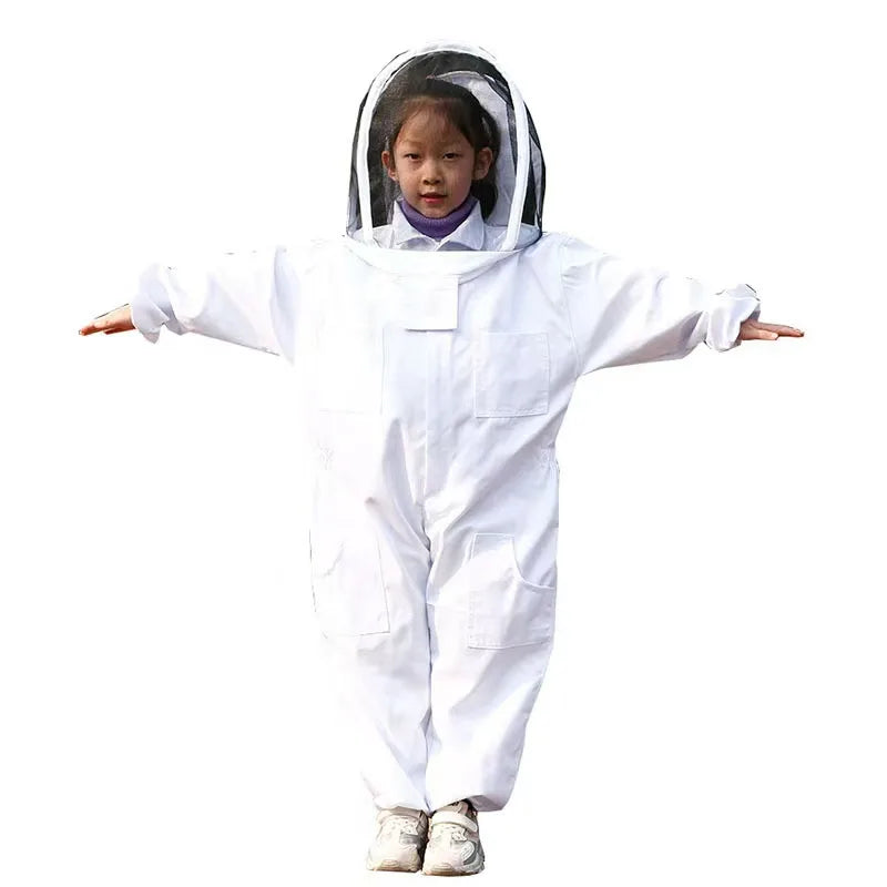 Yellow Cotton Jumpsuit Children's Bee-proof Suit Space Anti-bee Cap Zpaxo white 80-130cm