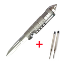 Portable Tactical Pen Self Defense Aviation Aluminum Emergency Glass Zpaxo Silver with 2 refill