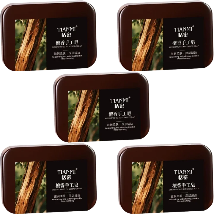 Men's Sandalwood Handmade Soap – Face, Hair & Body Bar Handmade Soap Bar Zpaxo 5PCS