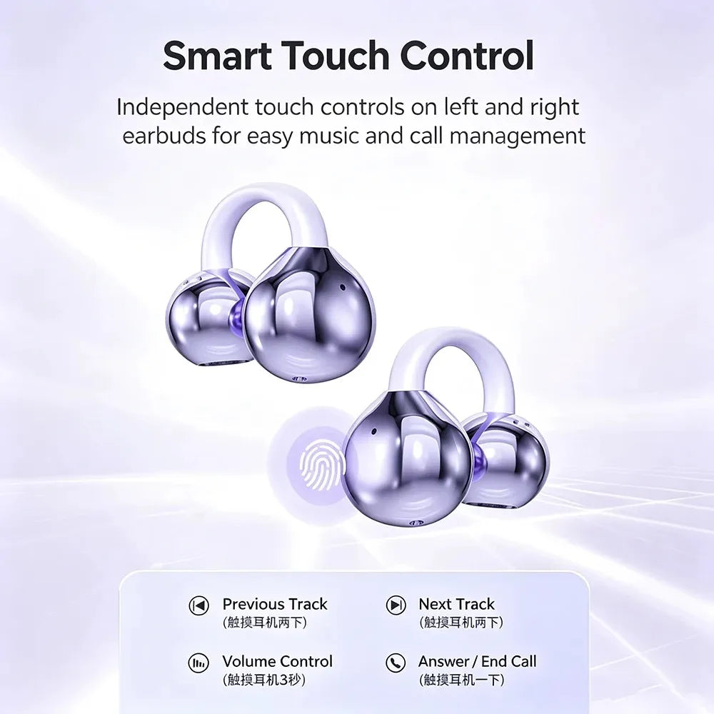 KEBIDUMEI Open Ear Clip Earbuds ENC Wireless Bluetooth 5 4 Headphones