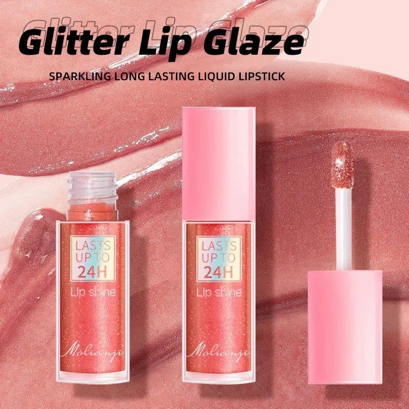 3 Colors Flowing Light Glitter Lip Glaze Long Lasting Moisturizing Diamond Shimmer Lip Gloss Shiny Pearl Liquid Lipstick Zpaxo