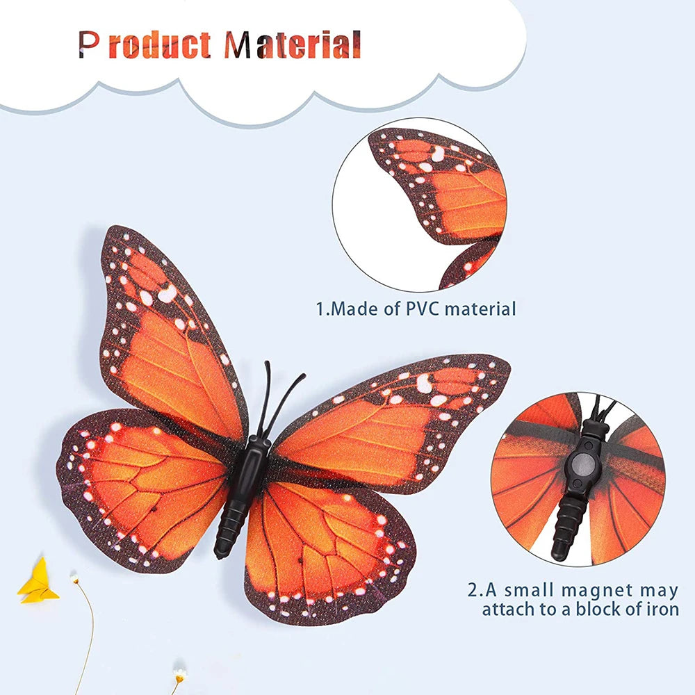 10-Pack 3D Monarch Butterfly Wall Stickers – Home & Party Decor
