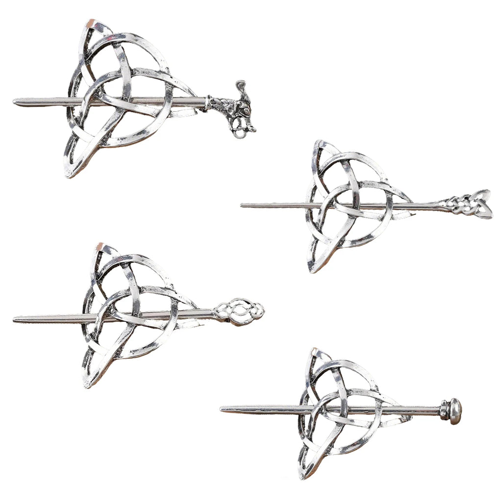 Celtic Knot Silver Hair Clips – Vintage Hair Claws for Women
