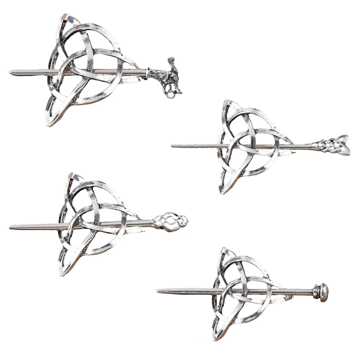 Celtic Knot Silver Hair Clips – Vintage Hair Claws for Women