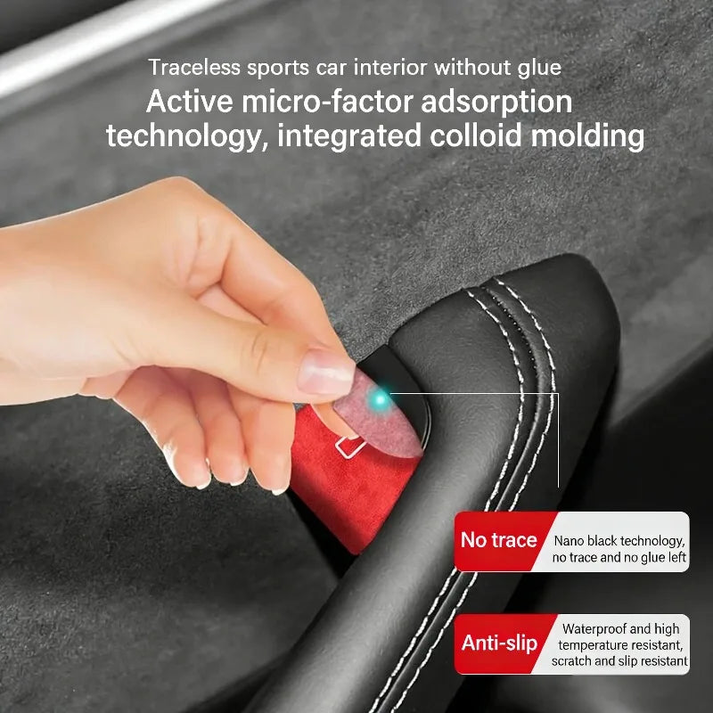 Suede Door Switch Button Trim Stickers Tesla Model 3 Y Highland