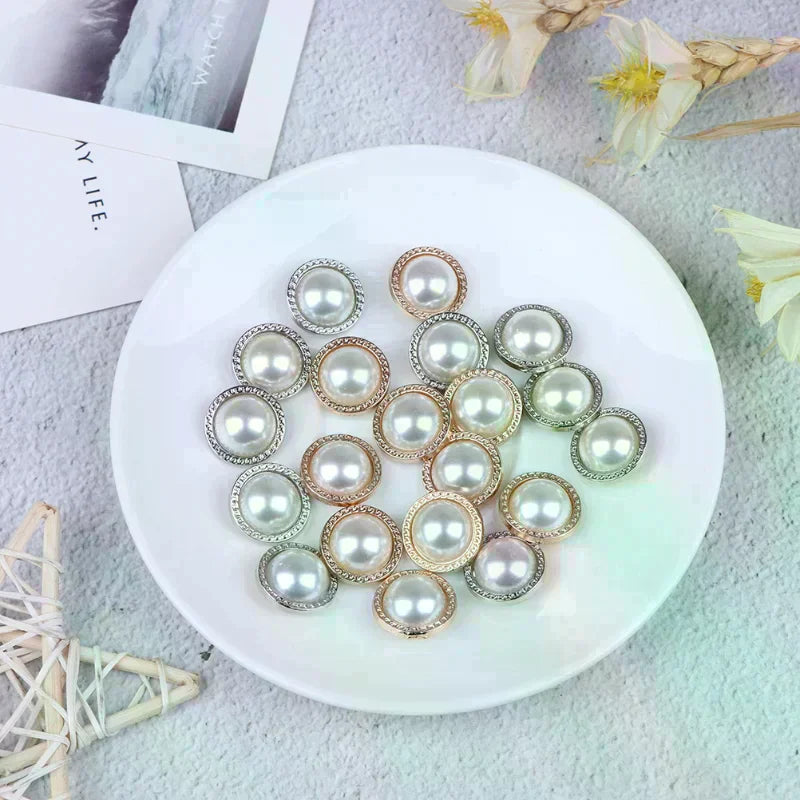DIY Craft Decoration Pearl Metal Shank Buttons for Sewing Scrapbooking 10pcs Zpaxo