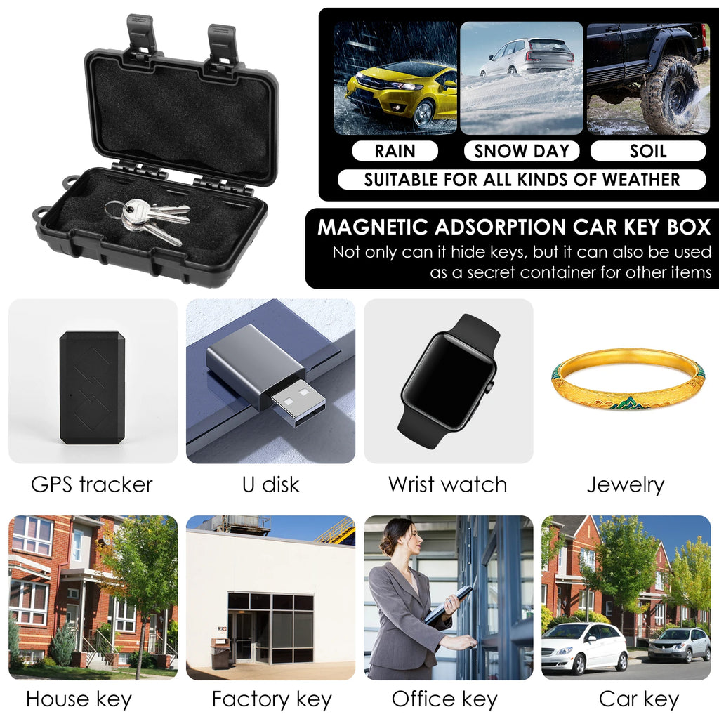 1-2Pcs Upgraded New Magnetic Key Holder Waterproof Under Car Hide Key Box Rustproof Key Hider Multifunctional Box for Spare Box Zpaxo