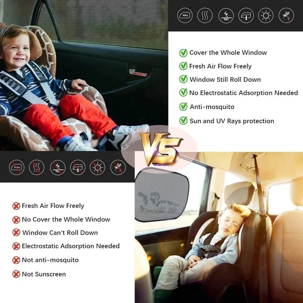 4-piece Window Screen Premium Sunshade Breathable Mosquito Net Front