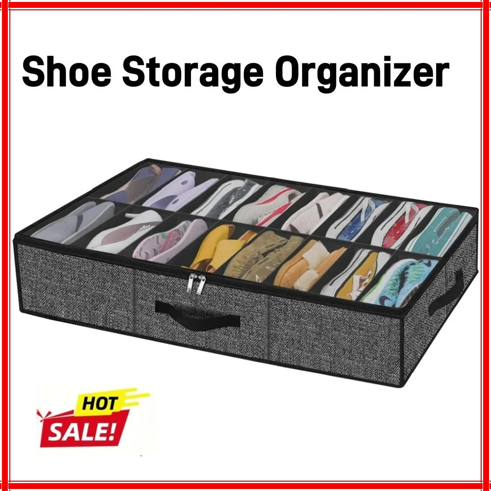 Under Bed Shoe Organizer – 12 Pairs Collapsible Storage Bag Shoe Storage Organizer Zpaxo