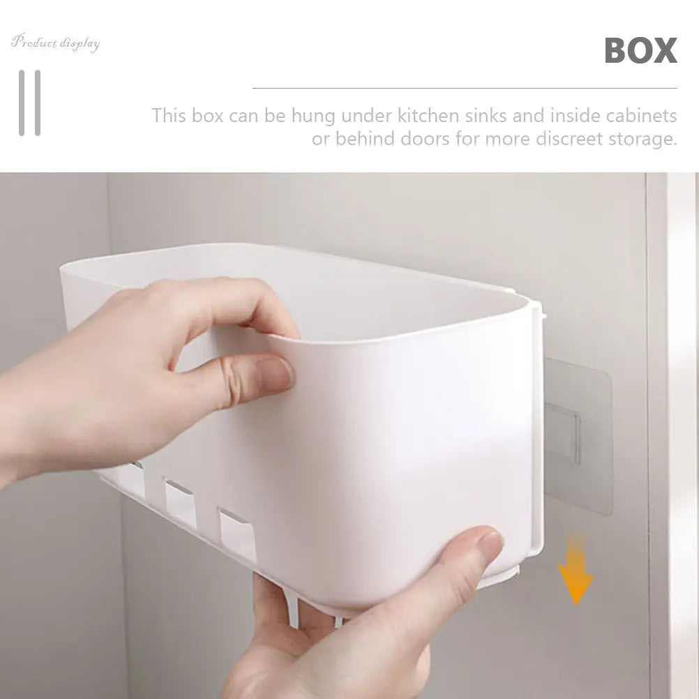Compact Wall Mounted Storage Organizer No Drill Adhesive Hanging Bin