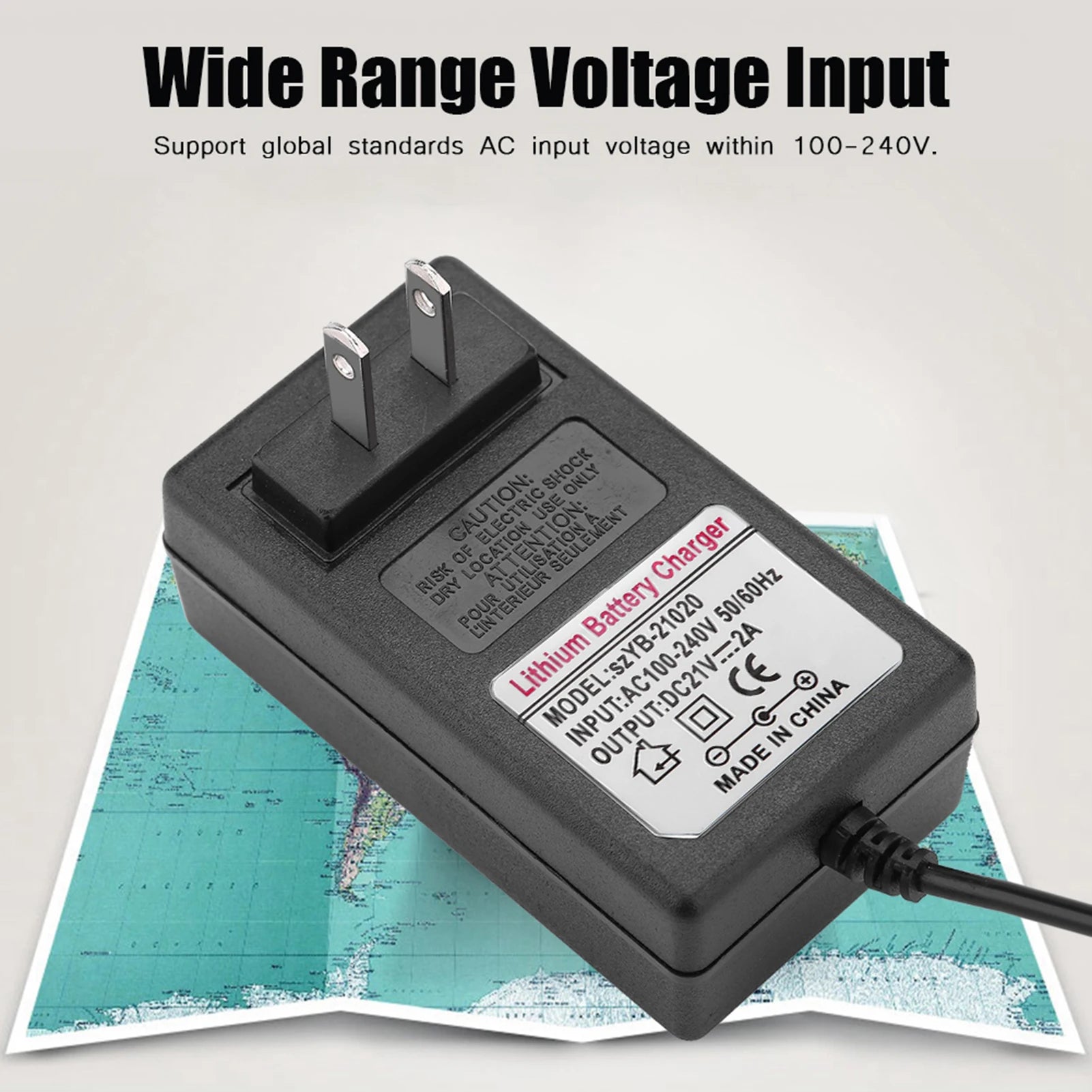 AC 100-240V DC 21V 2A Safe Charge Power Supply Adapter Lithium Ion