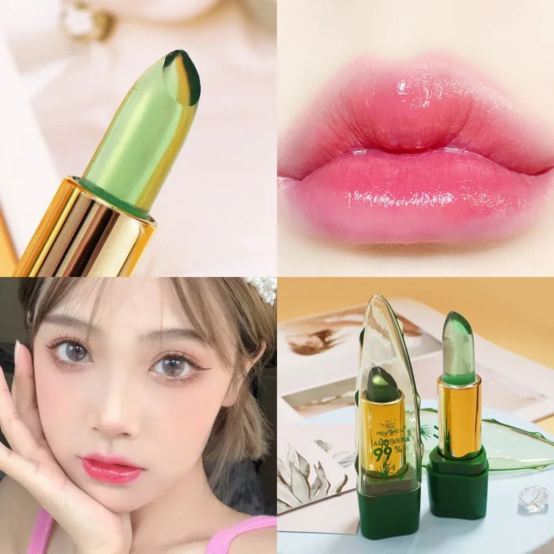 Aloe Vera Lipstick Batom Natural Temperature Change Jelly Lip Stick