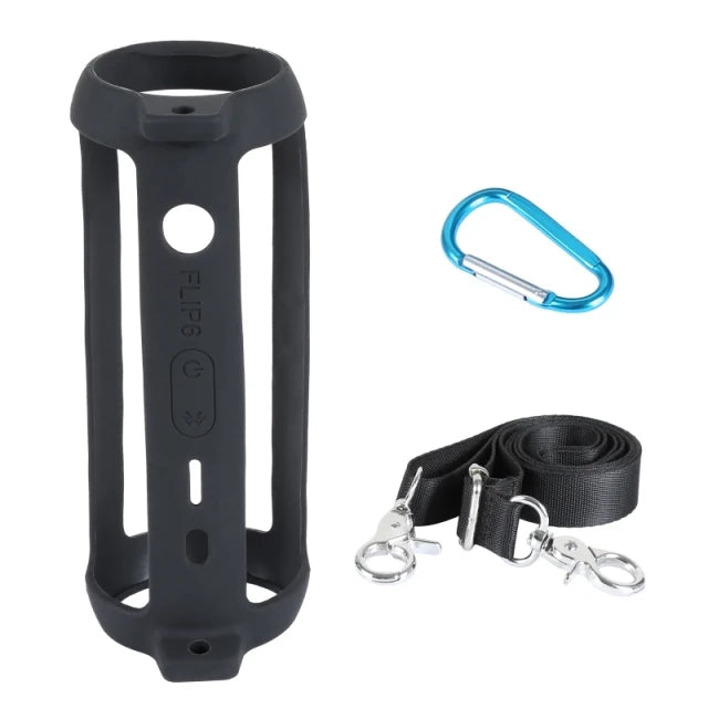 Silicone Protective Skin Cases Travel Cover Case Shoulder Strap Hook Zpaxo Black