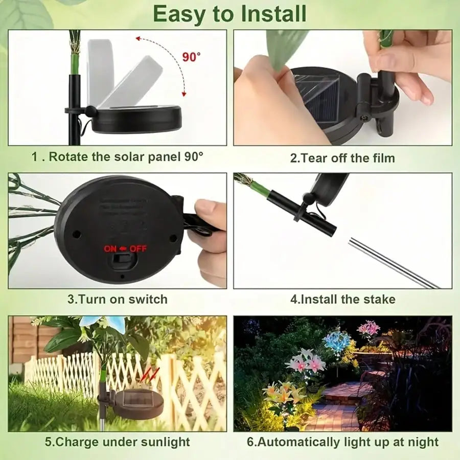 Solar-powered Seven-head Lily-shaped Outdoor Light LED Warm White