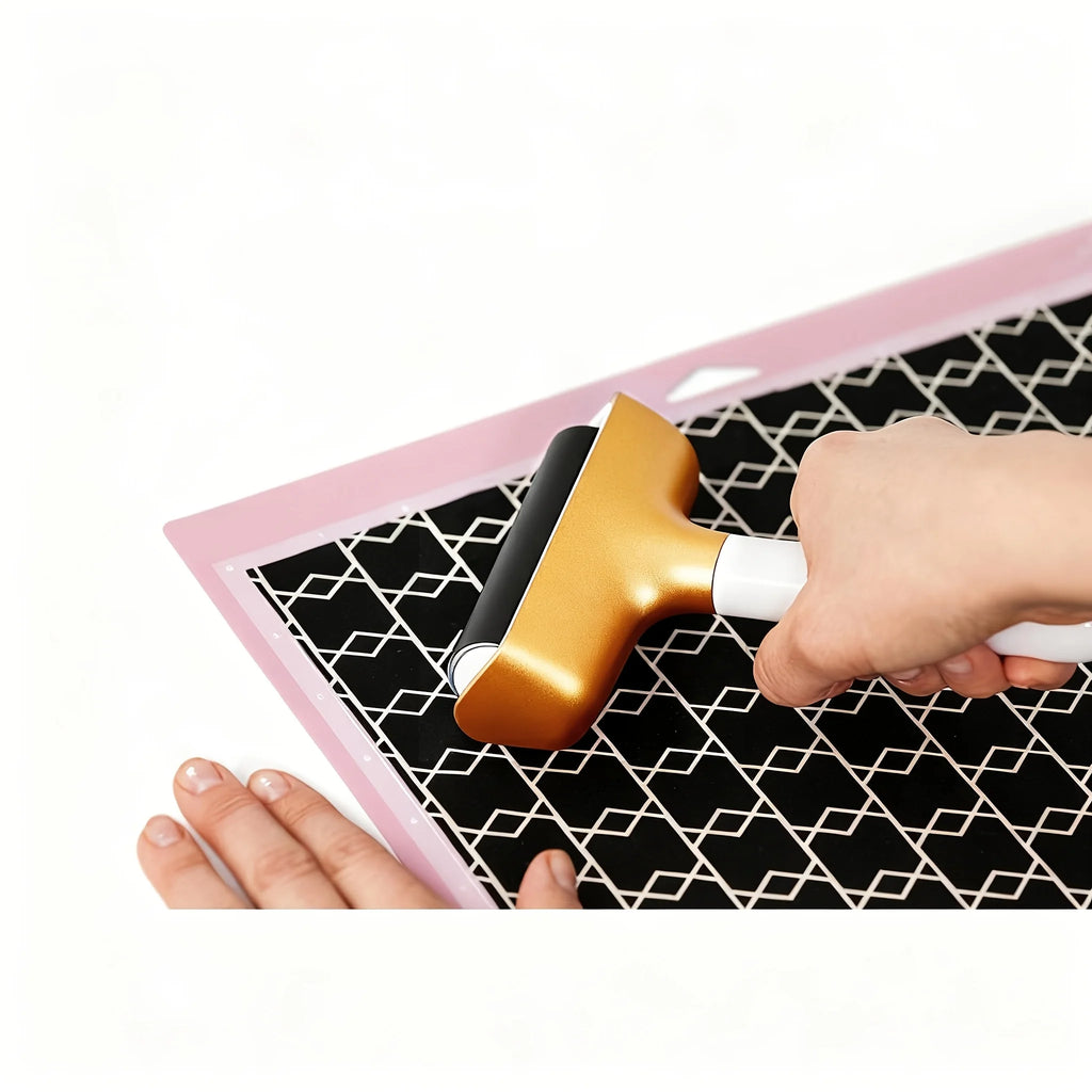 Gold Vinyl Rubber Roller&Gold Tweezers, Rubber Roller and Material Tweezers Removal Tool, Compatible with Maker, Explore Zpaxo