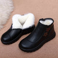 Black Leather Winter Ankle Boots Women Faux Fur Lining Floral Zpaxo A7226 Black 36 China Mainland