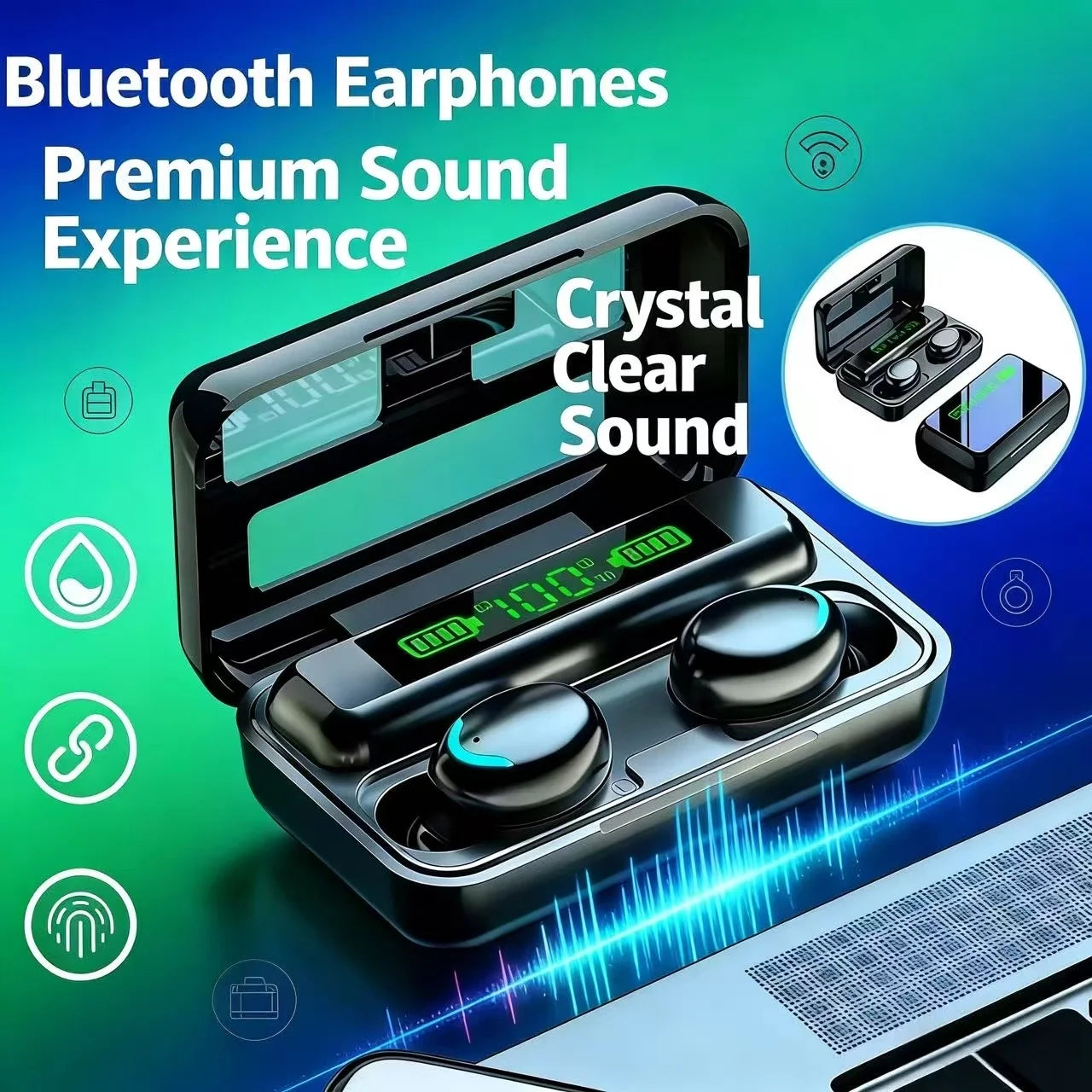 2026New F9 TWS Wireless Headphones Bluetooth 5 0headphones Sports LED