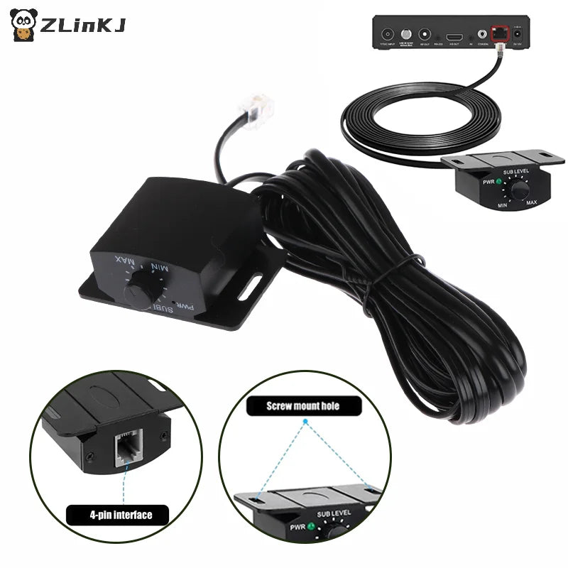 ▶1Pcs Car Sound Simple Connection Amplifier Volumes Adjust Knob Set With Long Cable General Remote Bass Controller Zpaxo