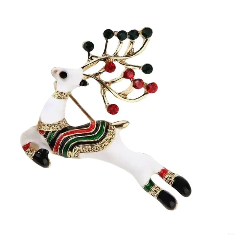 Christmas Deer Brooch Lapel Pin Rhinestones Reindeer Women Breastpin