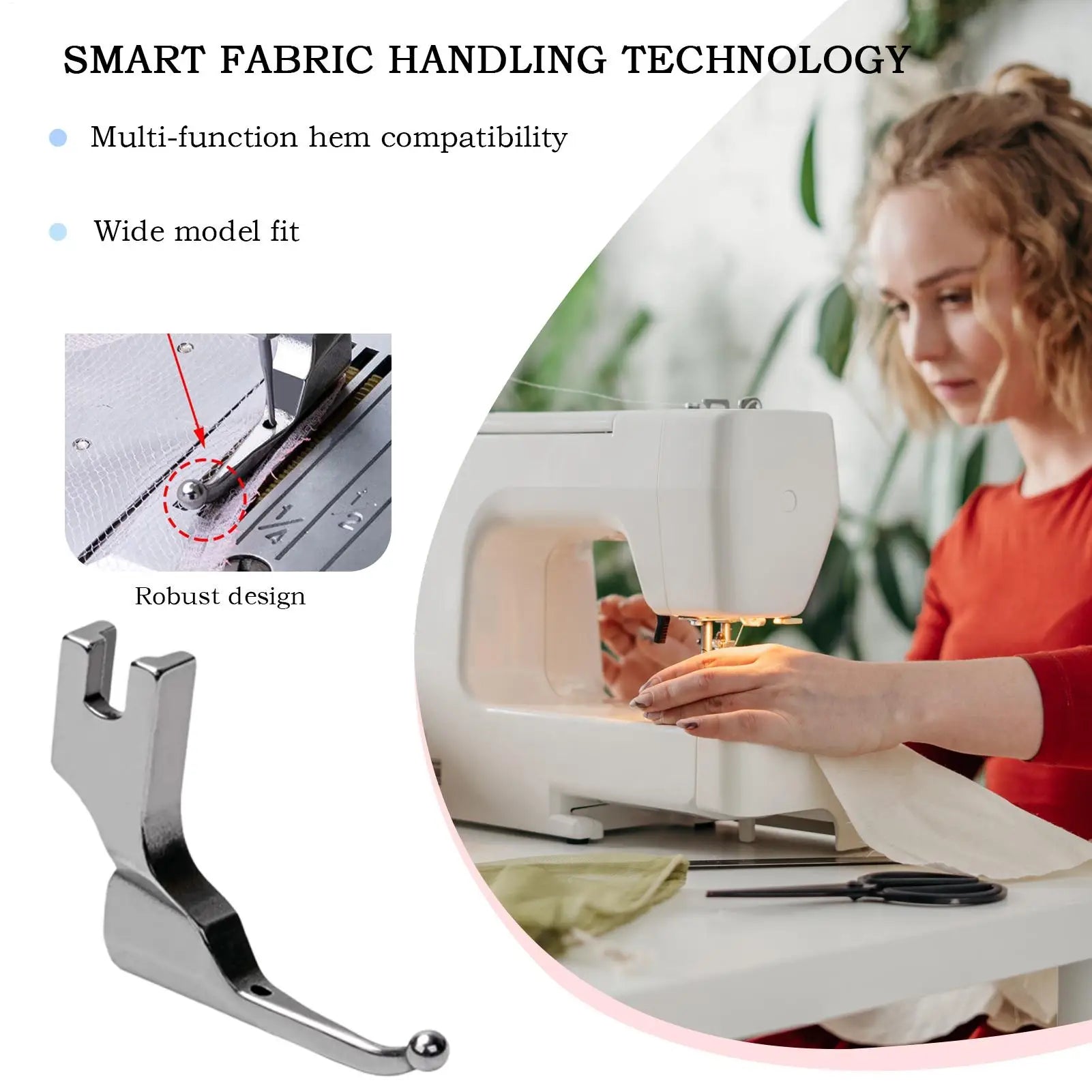 Sewing Machine Foot Attachment No-Bead-Tapping Design Anti-Curl Technology Bead Sequin Special Presser Foot for Embroidered Zpaxo