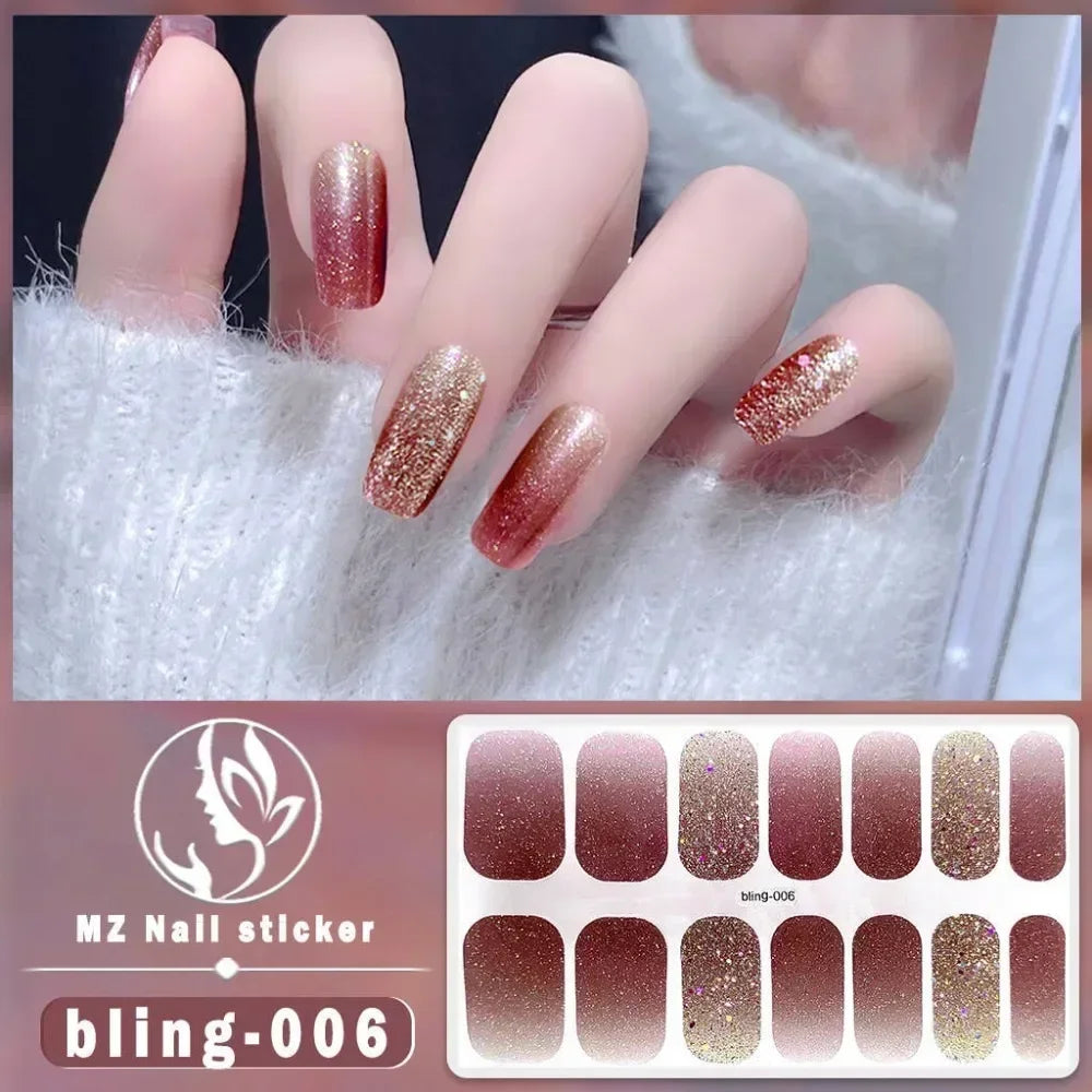 Baking Free Fashionable Nail Art Stickers Collection Manicure DIY Nail Polish Strips Wraps for Party Decor Zpaxo 006