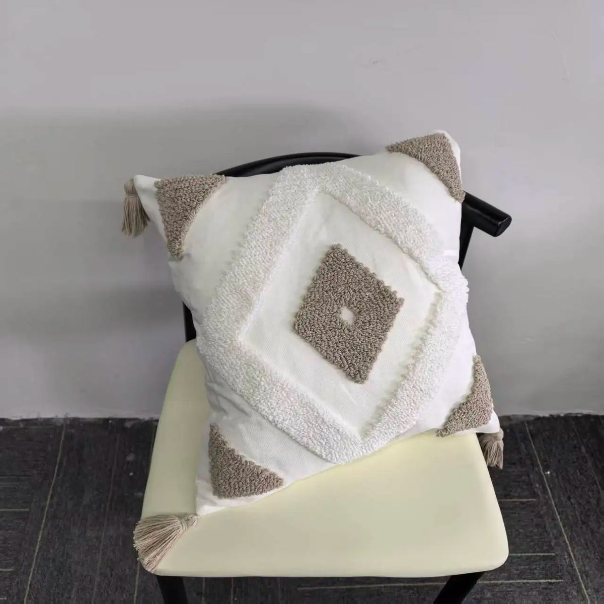 Canvas Tufting Pillow Cover Sofa Decoration Xmas Home Chair Cushion Zpaxo Diamond tassel 45x45 See below for size descriptions