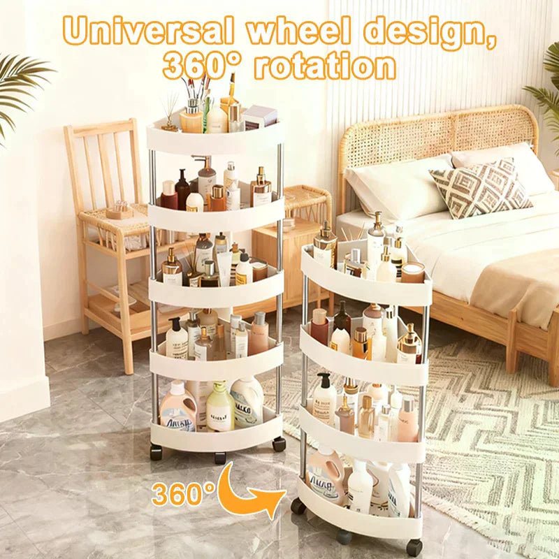 Bedroom Toiletries Storage Rack Stainless Steel 2/3/4/5 Layers Home Organizer Rack Bathroom Corner Shelf With Wheel Zpaxo