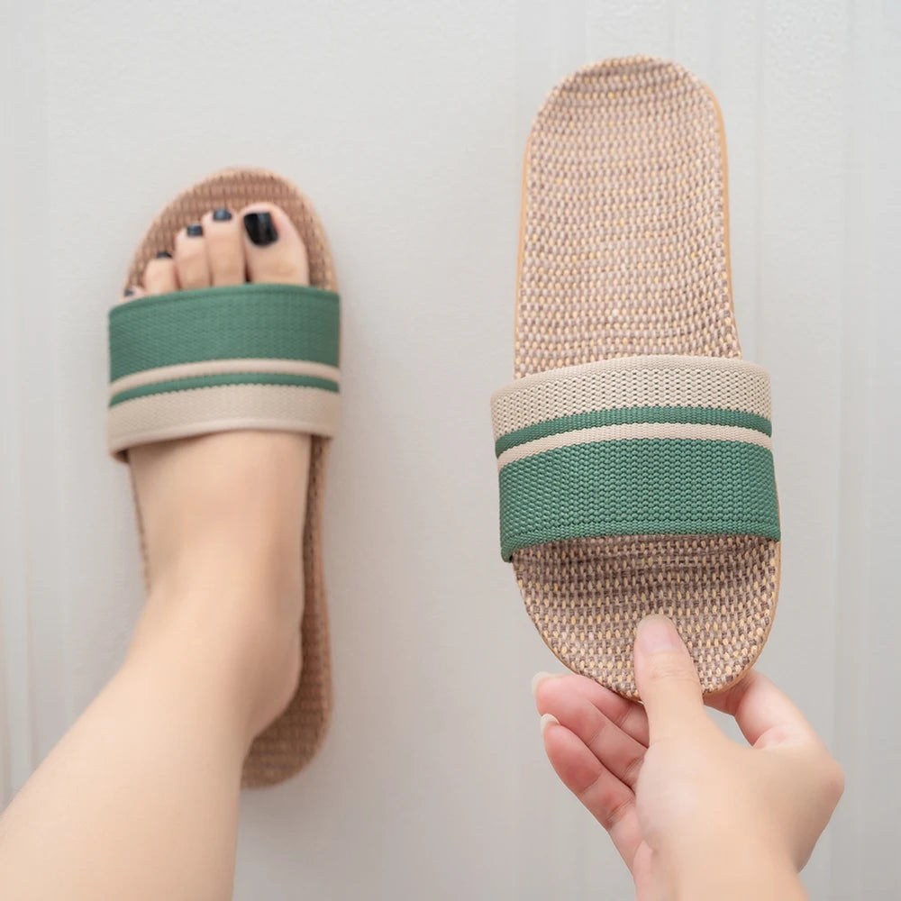 Summer Women Slippers Anti-slip Home Lightweight Shoes Indoor Linen