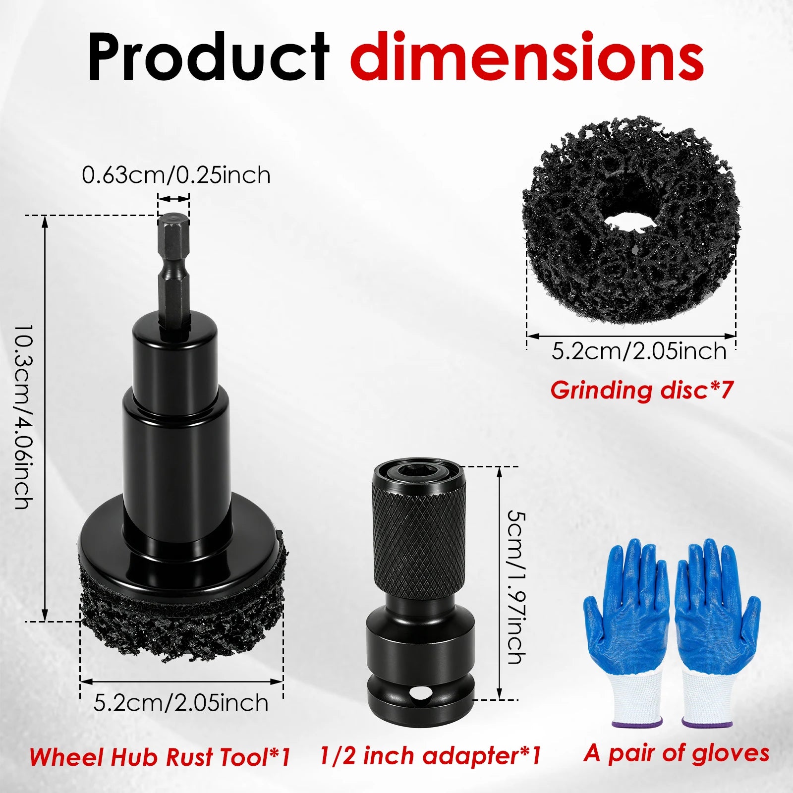 Wheel Hub Cleaning Kit Brake Disc Rust Remover Pad 1/2 Inch Impact Wrench Drill Attachment Car Rim Resurfacing Paint Stripping T Zpaxo