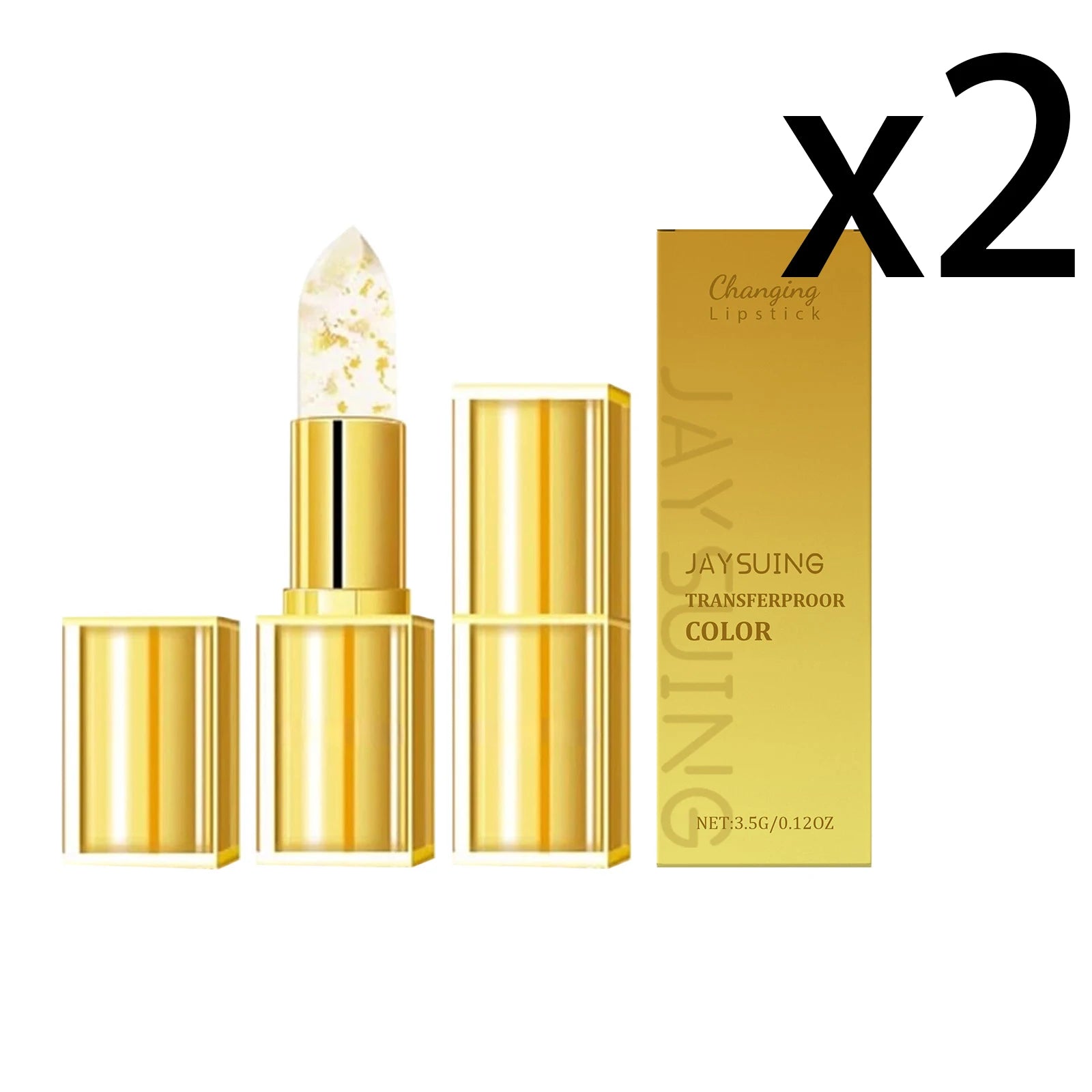 Jaysuing Gold Color-Changing Hyaluronic Acid Lip Balm 3.5g Color-Changing Lip Balm Zpaxo 2x3.5g