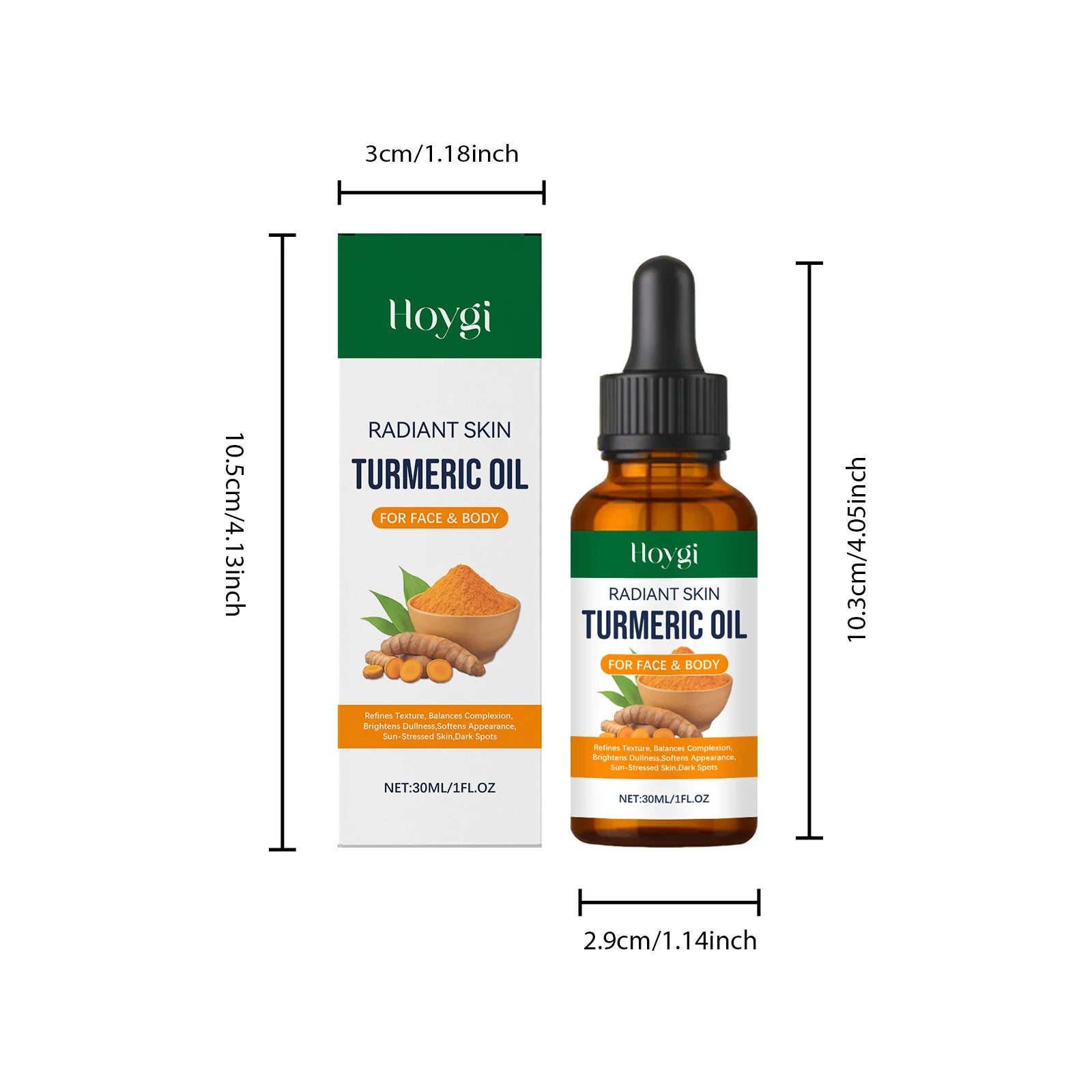Hoygi Turmeric Face Oil – Dark Spot Corrector & Brightening Serum Brightening Face Oil Zpaxo 30ml Boxed
