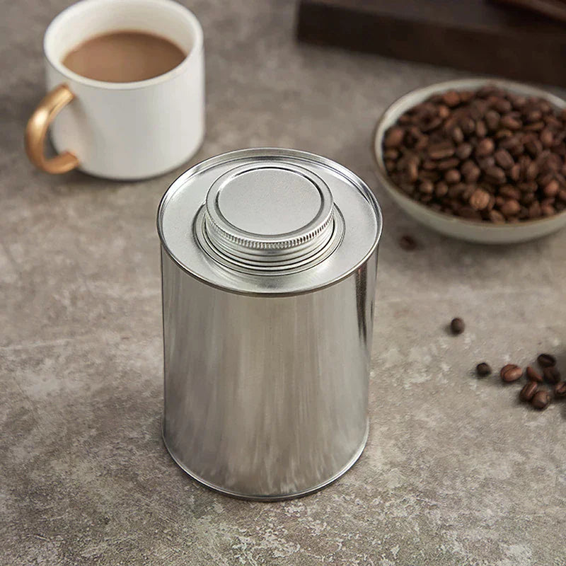 Small Collectables Metal Cans Round Tinplate Coffee Bean Storage Can Sealed Jar Tea Pot Container Home Packaging Box 1PCS Zpaxo