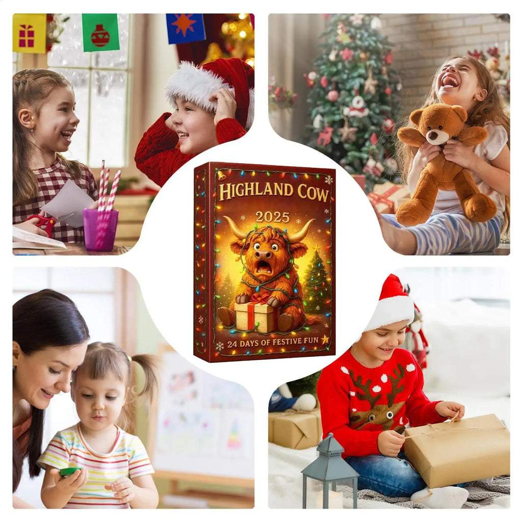 3D Cow Advent Calendar Christmas Countdown Decor 24 Cattle Ornaments