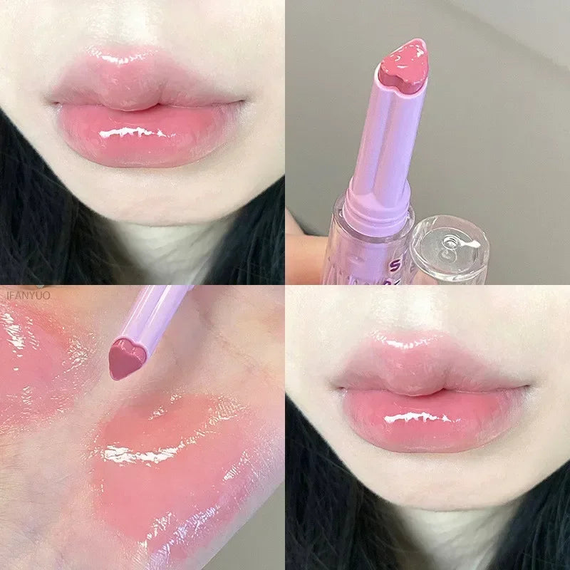Watery Clear Lip Glaze Flower Love Jelly Mirror Lipstick Waterproof Zpaxo