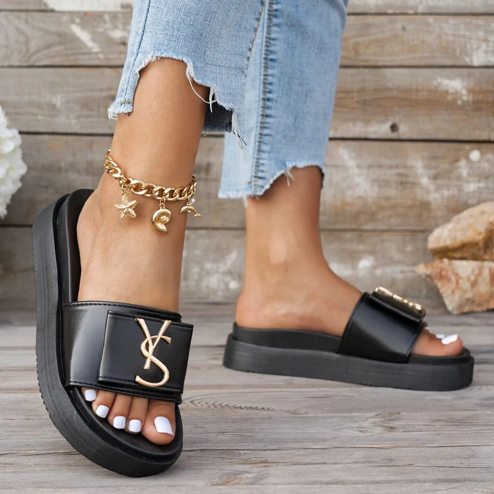Slippers Luxury Shoes Women Platform Design Slides Fashion Letters Ladies Shoes Casual Slipper Outside Non-slip Slippers Sandals Zpaxo