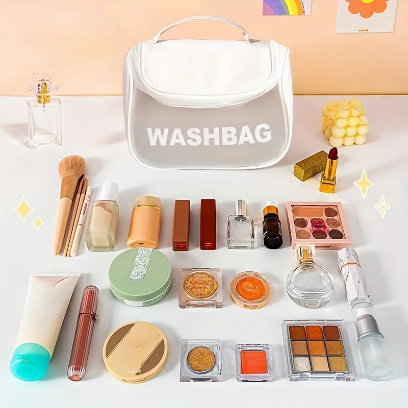 Transparent Toiletry Travel Bag Carry Airport Compliance PU Leather