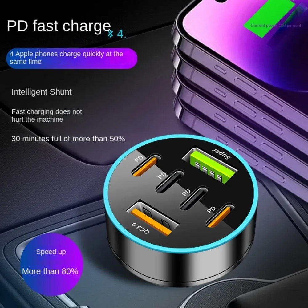 Dual USB Output Mobile Phone Car Charger Fast Charging 5 Ports Zpaxo