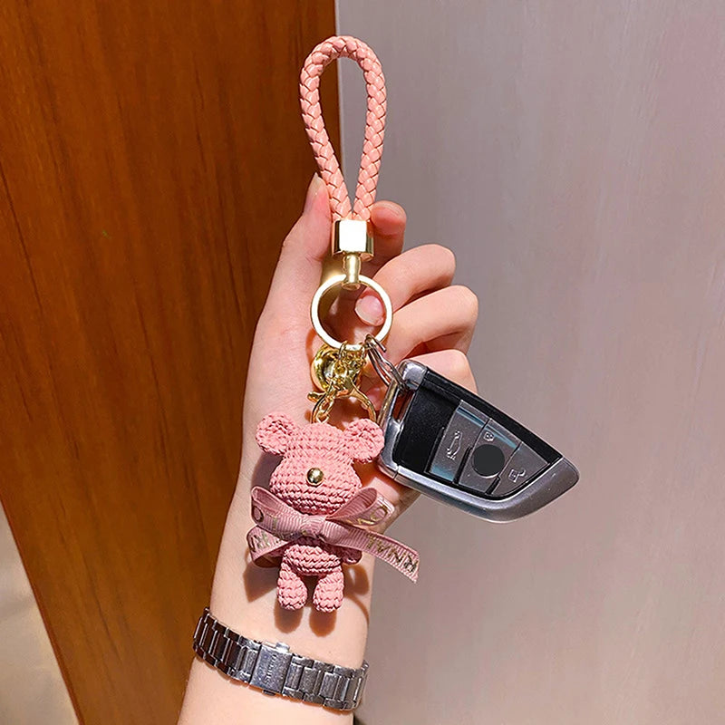 Cute Resin Keychain Charm Bow Bear Pendant Women Bag Car Keyring Zpaxo