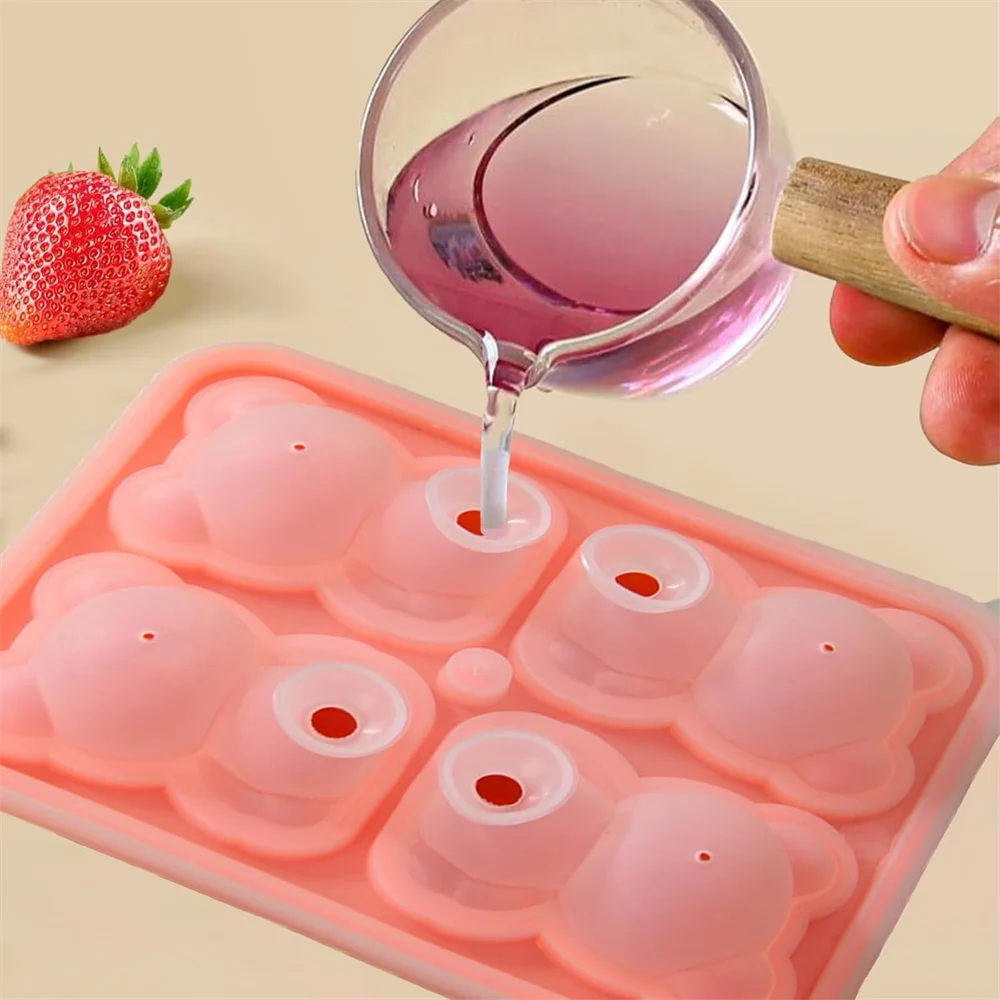 Ice Cube Tray 3D Bear Mold Fun Shapes Silicone Easy Release Flexible Zpaxo