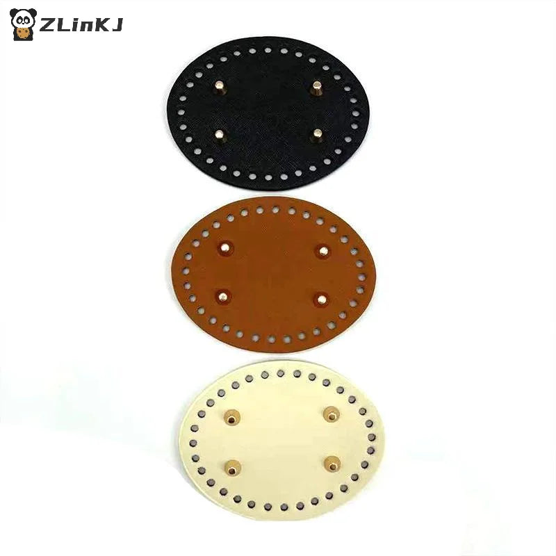 ▶1Pcs Colorful Long PU Leather Bag Bottom Hand-woven Bag Rivets Baseplate For DIY Handbag Cushion Pad Base Accessories Zpaxo