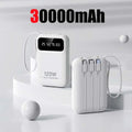 500000mAh Large Capacity Power Bank 120W Super Fast Charging External Battery Built in 4 Cables for iPhone Samsung 2026 New Zpaxo White 30000mAh