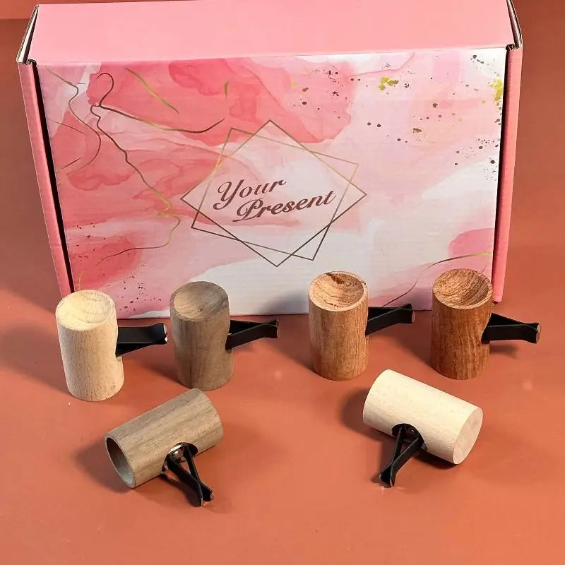 Spherical Wooden Car Essential Oil Diffuser Aromatherapy Clip