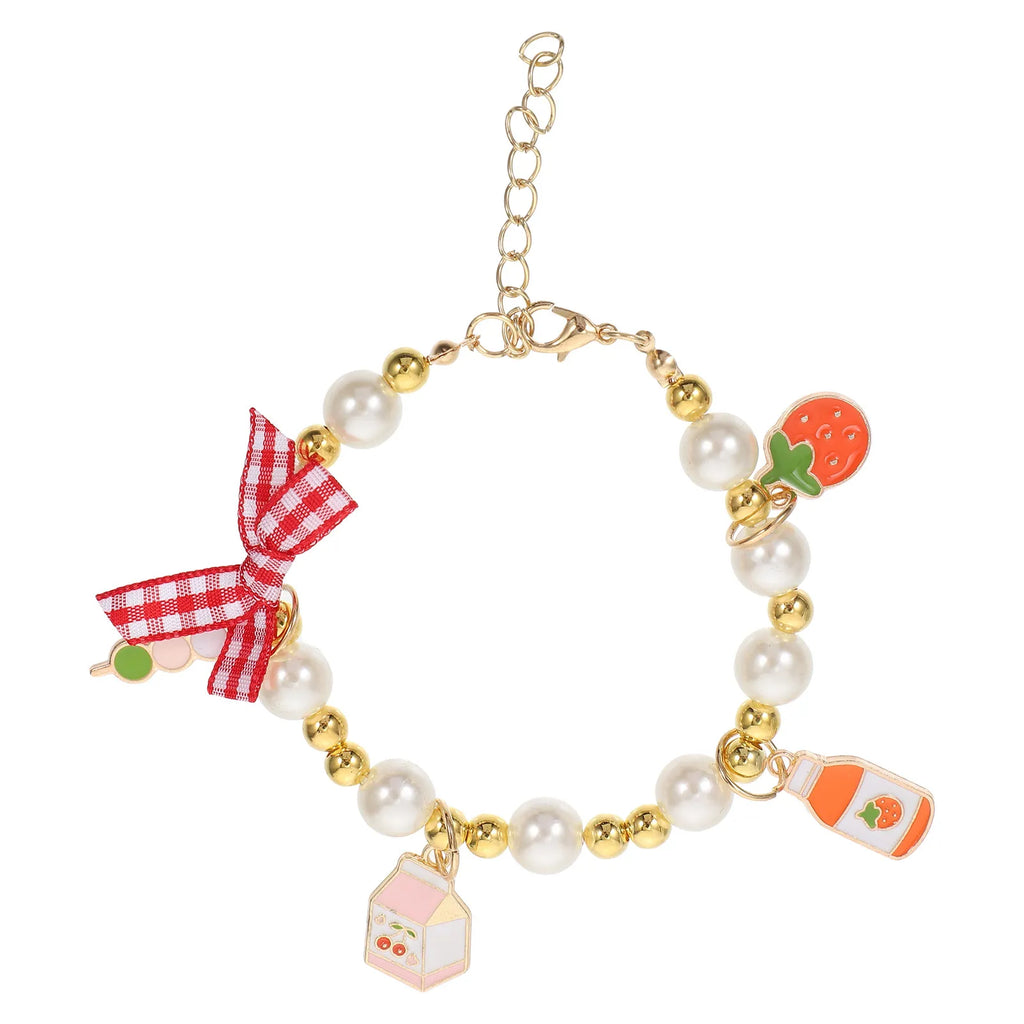 Pearl Design Pet Collar Bowknot Pendant Decorative Cat Dog Necklace