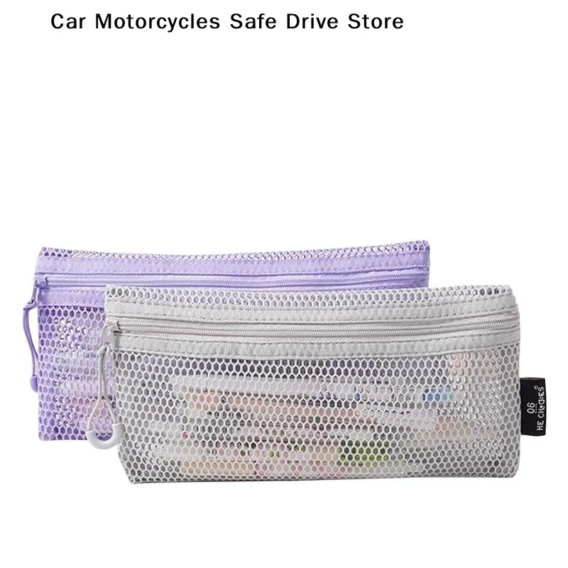 MBreathable Mesh Zipper Storage Pouch Visible Large Capacity Makeup