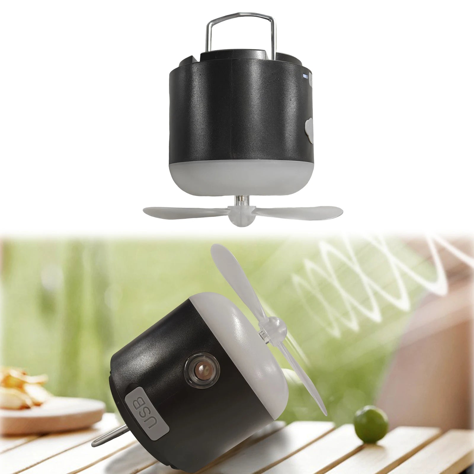 3 In1 USB Rechargeable Portable Table Fan with LED Lights 1200mAh Battery for Tents Canopies Beach RV Car Camper & Outdoors Zpaxo
