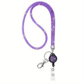 Rhinestones Lanyard Badge Card Holder Teacher Retractable Necklace
