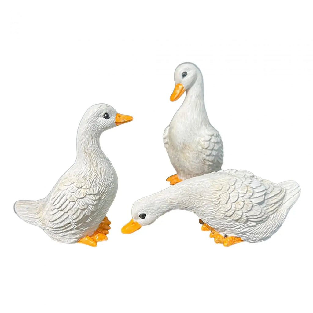 3Pcs Garden Decor Miniature Cute Resin Animal Figurines Duck Statues Home Decor for Bookshelf Farmhouse Outside Balcony Indoors Zpaxo