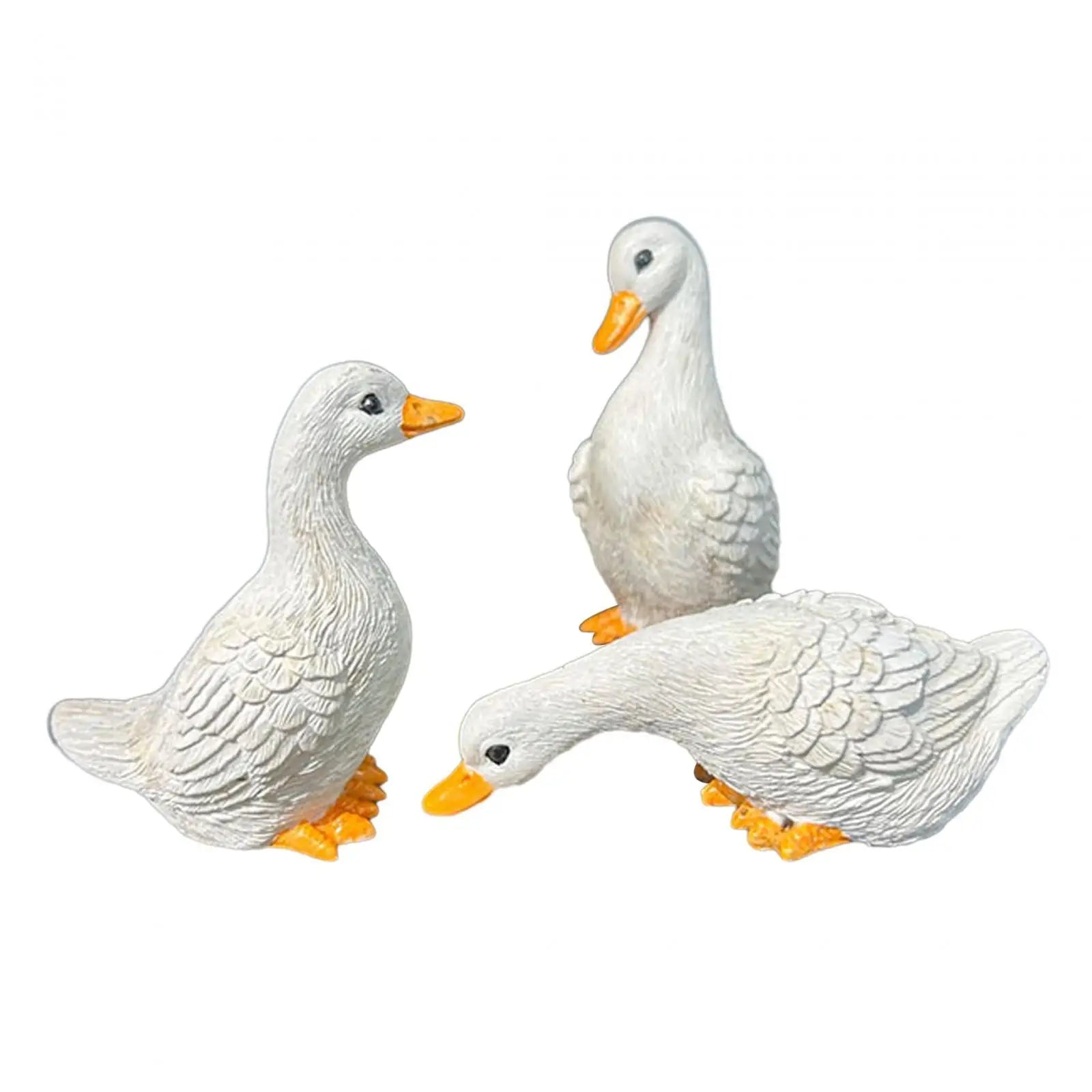 3Pcs Garden Decor Miniature Cute Resin Animal Figurines Duck Statues Home Decor for Bookshelf Farmhouse Outside Balcony Indoors Zpaxo