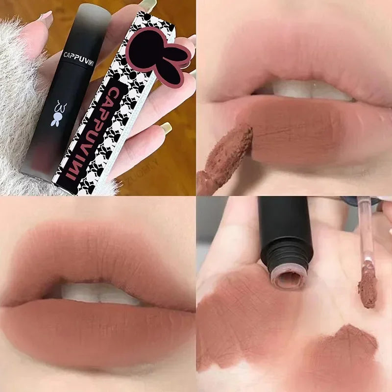 6 Colors Velvet Matte Lip Mud Liquid Lipstick Waterproof Nude Lip Gloss Long Lasting Non-stick Cup Sexy Women Lip Glaze Cosmetic Zpaxo
